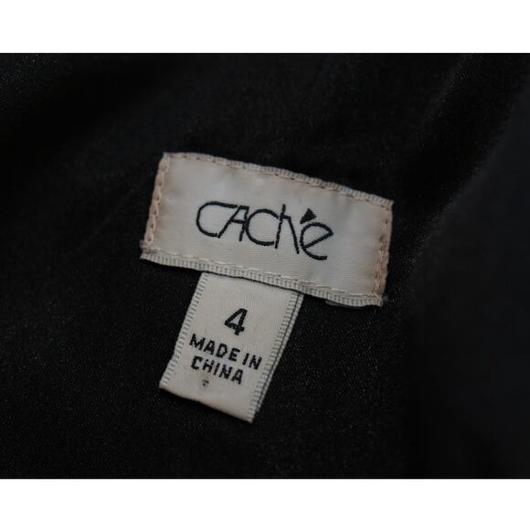 Cache - Strapless Fitted Cocktail Formal Mini Dress in Black Silver / Size 4 - Picture 4 of 6